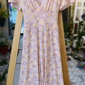 BCBGeneration Mauvy Pink Floral Mid-calf Jumpsuit NWOT